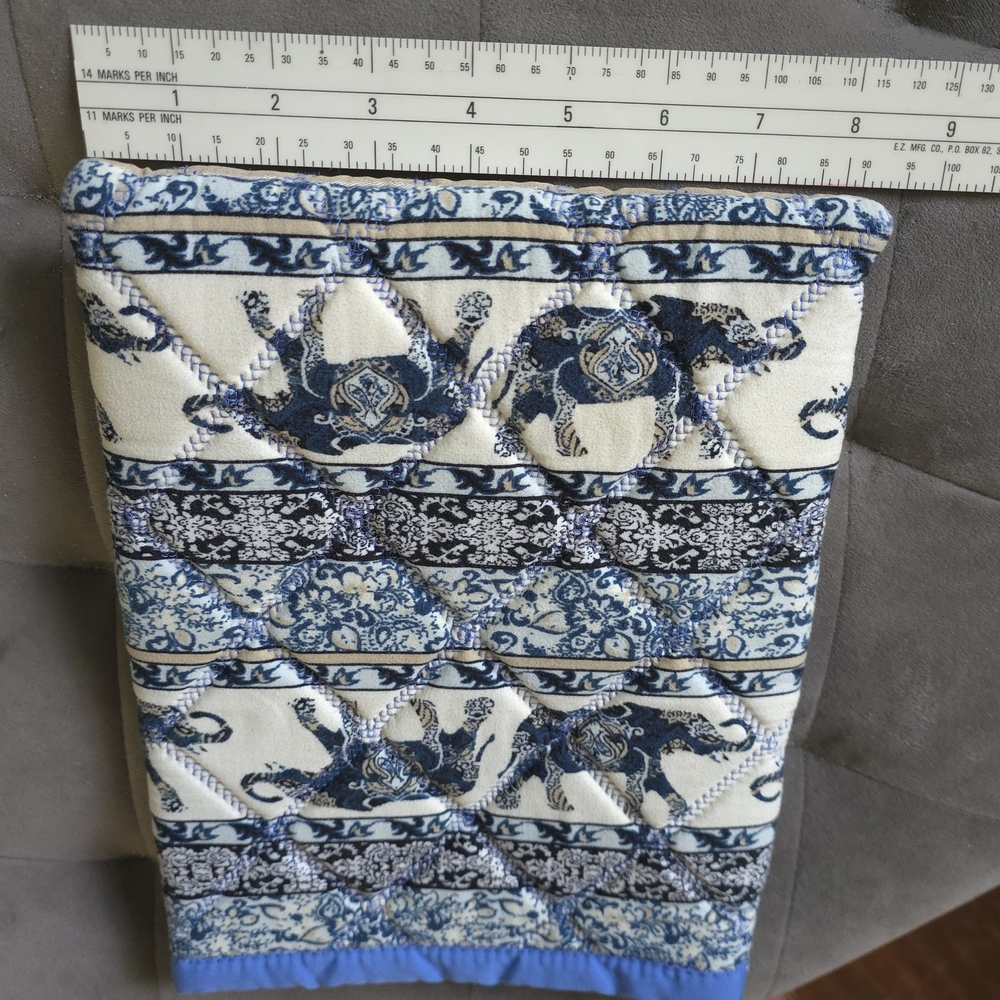 Blue and White Elephant Print Quilted Book Protector - Picture 7 of 7